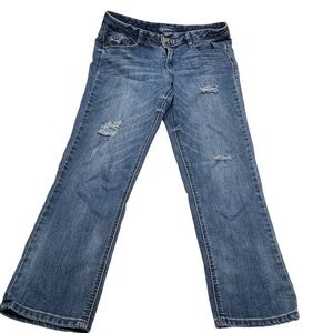 Democracy Blue Flex-ellent Distressed Flare Jeans